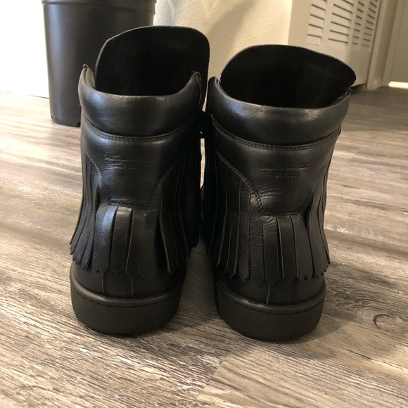 SAINT LAURENT BLACK FRINGE SNEAKER. SIZE 42.5 - Picture 3 of 8